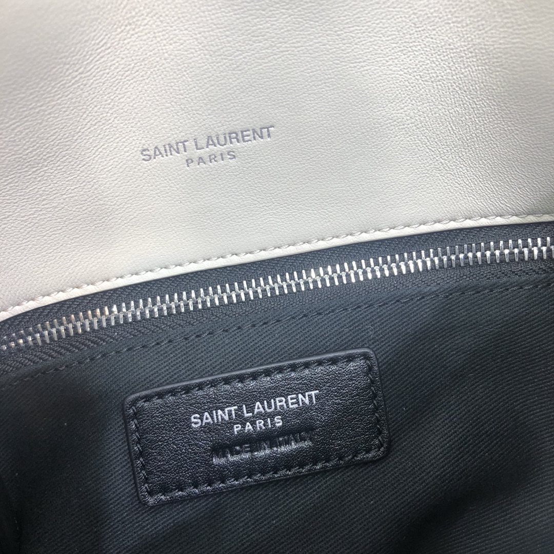 Saint Laurent Loulou Puffer Toy Lambskin Shoulder Bag Handbag White 759337 Silver